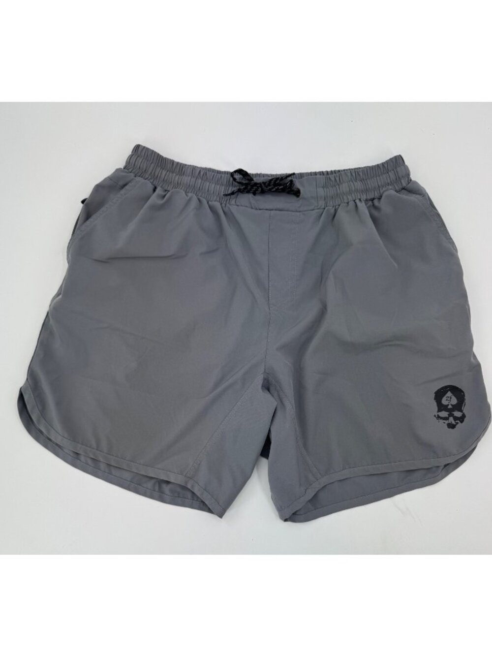 Zero Foxtrot Mens Gray Athletic Shorts With Skull Graphic 2XL Elastic Waistband